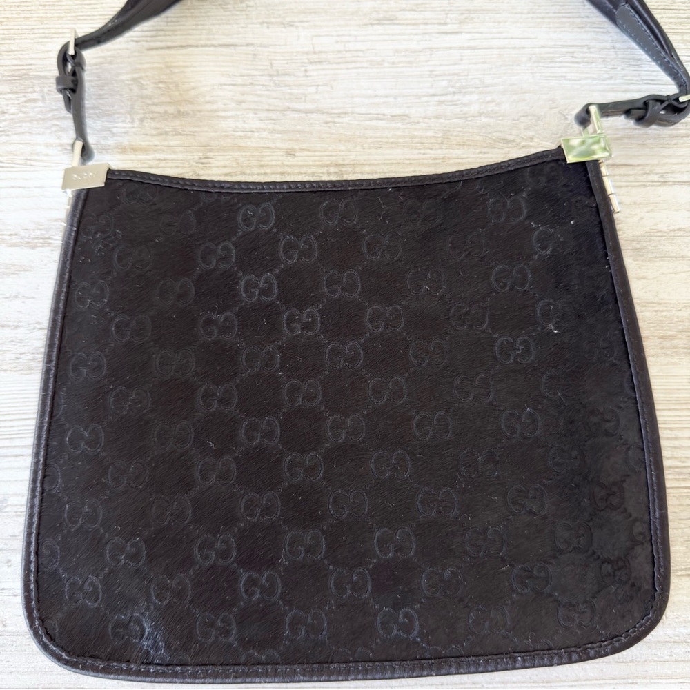 New Gucci GG supreme monogram Horsebit Slim pony hair shoulder bag - Picture 8 of 13